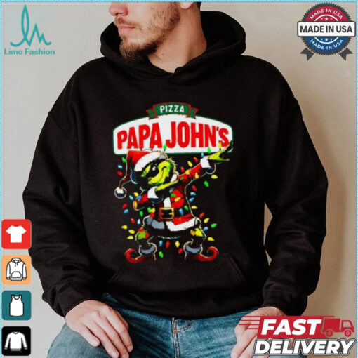 Santa Grinch Dadbing Papa John’s Pizza Christmas shirt