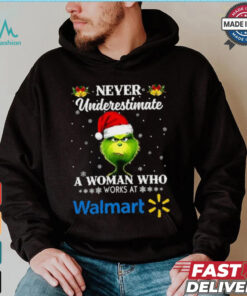 Santa Grinch never underestimate a woman who works at Walmart Christmas shirt