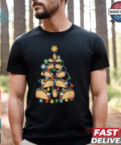 Santa Taco Christmas Tree Lights Taco Christmas T Shirt
