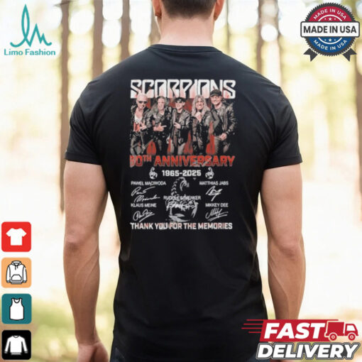 Scorpions Coming 60th Anniversary 1965 2025 Thank You For The Memories Signatures Shirt