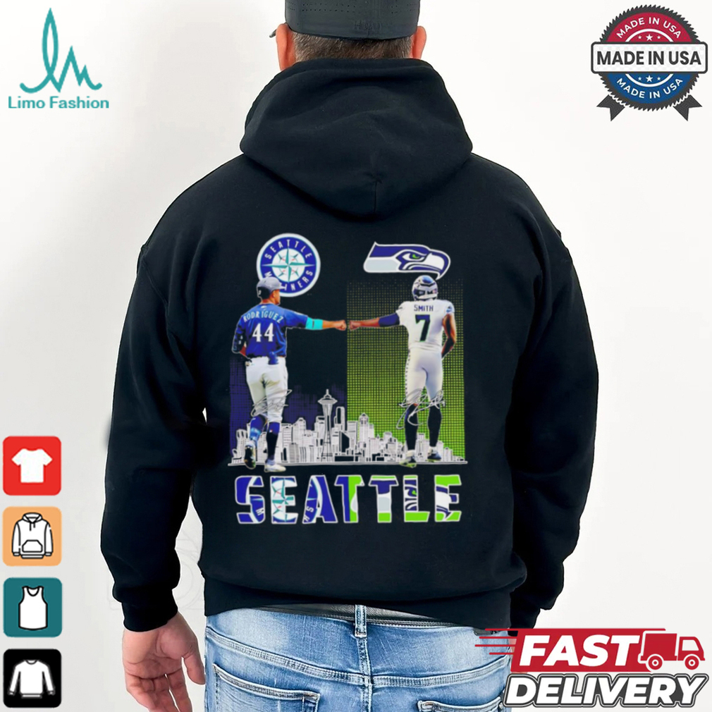 Seattle Mariners Julio Rodriguez x Seattle Seahawks Geno Smith skyline shirt Seattle Mariners Julio Rodriguez x Seattle Seahawks Geno Smith skyline shirt