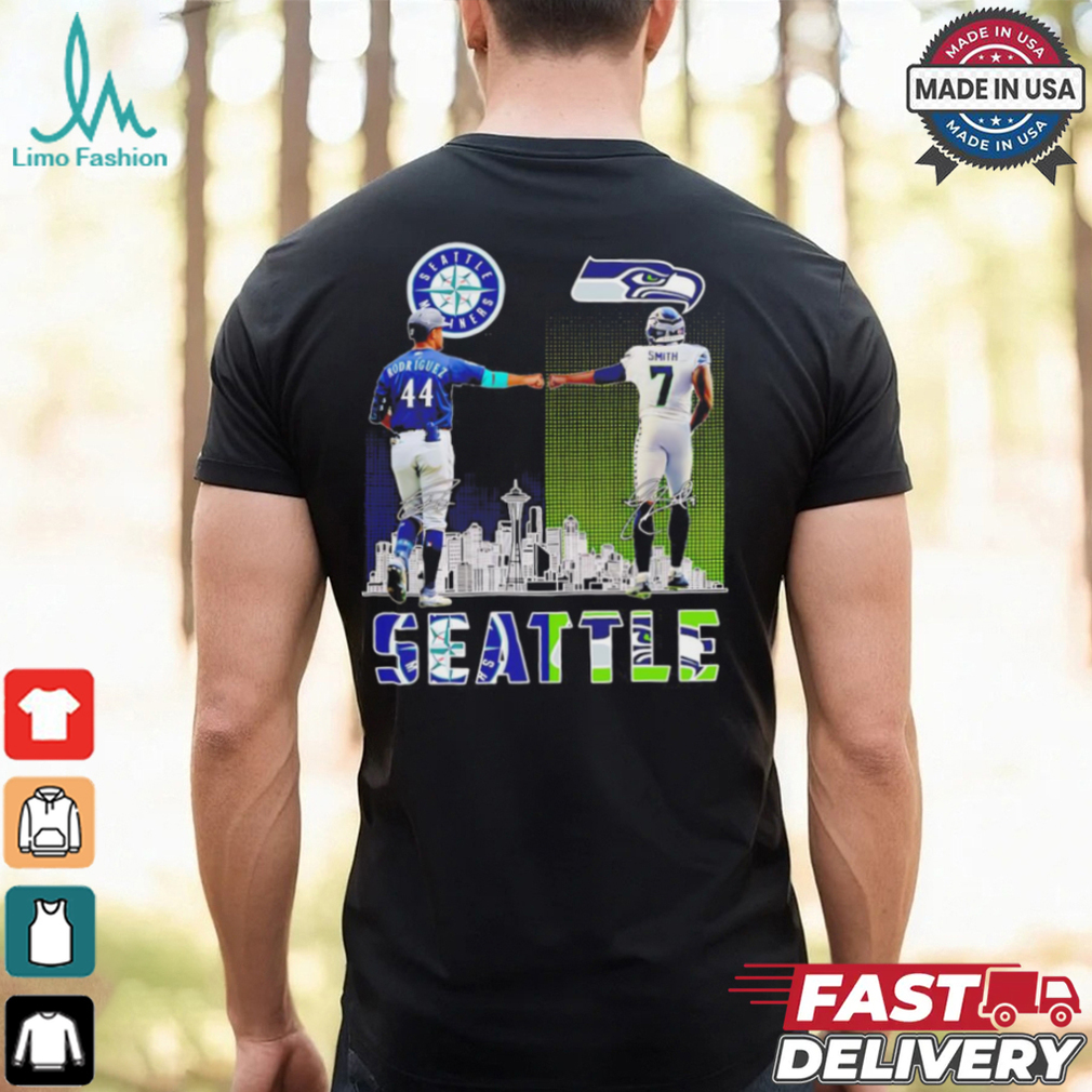 Seattle Mariners Julio Rodriguez x Seattle Seahawks Geno Smith skyline shirt Seattle Mariners Julio Rodriguez x Seattle Seahawks Geno Smith skyline shirt