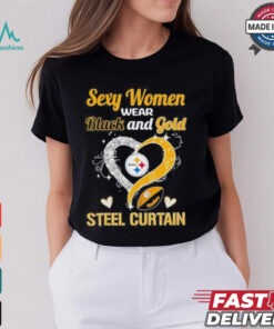 Sexy Women Wear Black And Gold Heart Steel Curtain Shirt