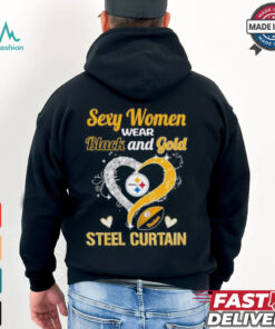 Sexy Women Wear Black And Gold Heart Steel Curtain Shirt