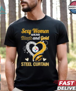 Sexy Women Wear Black And Gold Heart Steel Curtain Shirt