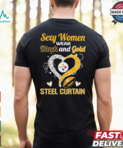 Sexy Women Wear Black And Gold Heart Steel Curtain Shirt