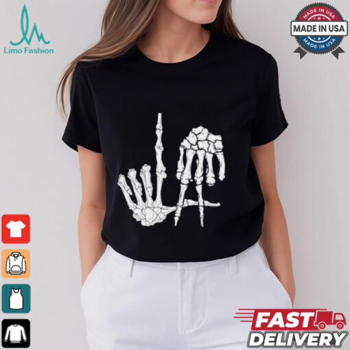 Skeleton Bone Hands Los Angeles Dodgers baseball MLB Halloween shirt