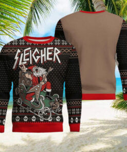 Slayer Band Sleigher Rock And Roll Santa Claus Christmas Party Knitted Ugly Christmas Sweater