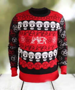 Slayer Kerry King Pentagram And Skulls Pattern Logo Holiday 2024 Christmas Ugly Sweater