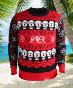 Slayer Kerry King Pentagram And Skulls Pattern Logo Holiday 2024 Christmas Ugly Sweater