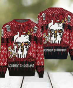 Slayer South Of Christmas Bloody Skull Santa All Over Knitted Christmas Ugly Sweater