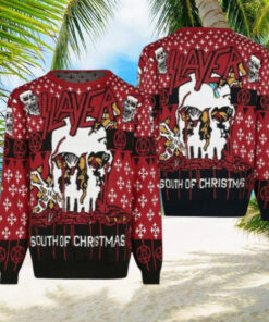 Slayer South Of Christmas Bloody Skull Santa All Over Knitted Christmas Ugly Sweater