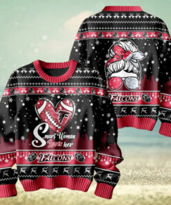 Smart Woman Loves Her Atlanta Falcons Christmas Holiday Sweater1