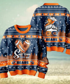 Smart Woman Loves Her Chicago Bears Christmas Holiday Sweater1