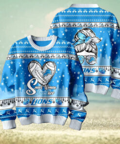 Smart Woman Loves Her Detroit Lions Christmas Holiday Sweater1