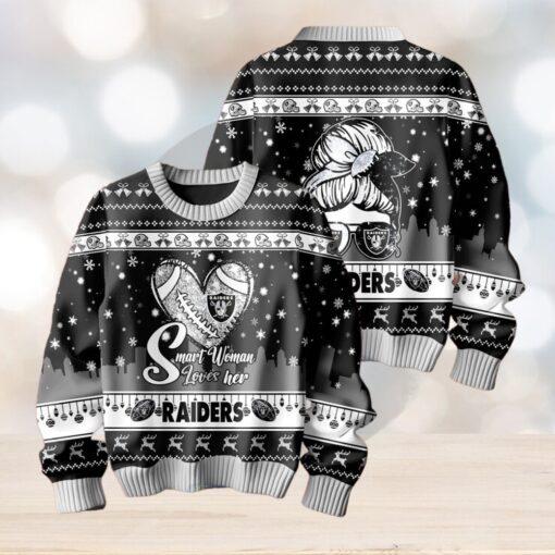 Smart Woman Loves Her Las Vegas Raiders Christmas Holiday Sweater1