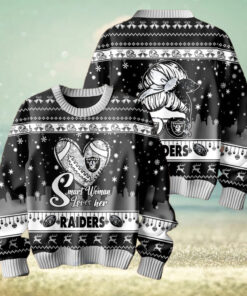 Smart Woman Loves Her Las Vegas Raiders Christmas Holiday Sweater1