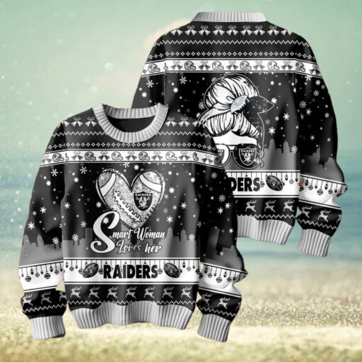 Smart Woman Loves Her Las Vegas Raiders Christmas Holiday Sweater1