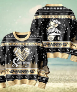 Smart Woman Loves Her New Orleans Saints Christmas Holiday Sweater1