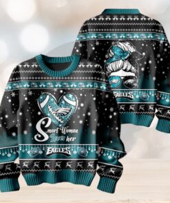 Smart Woman Loves Her Philadelphia Eagles Christmas Holiday Sweater1