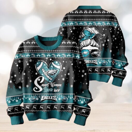 Smart Woman Loves Her Philadelphia Eagles Christmas Holiday Sweater1