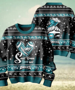 Smart Woman Loves Her Philadelphia Eagles Christmas Holiday Sweater1