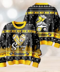 Smart Woman Loves Her Pittsburgh Steelers Christmas Holiday Sweater1