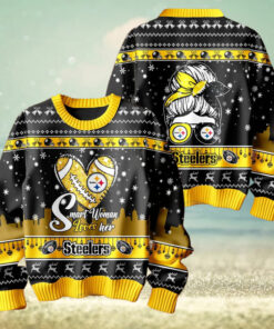 Smart Woman Loves Her Pittsburgh Steelers Christmas Holiday Sweater1