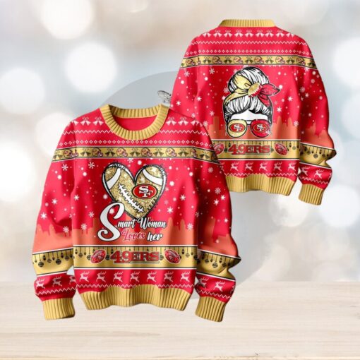 Smart Woman Loves Her San Francisco 49ers Christmas Holiday Sweater1