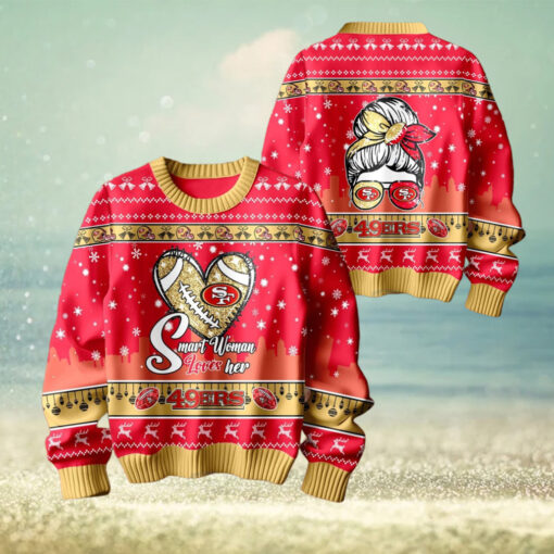 Smart Woman Loves Her San Francisco 49ers Christmas Holiday Sweater1