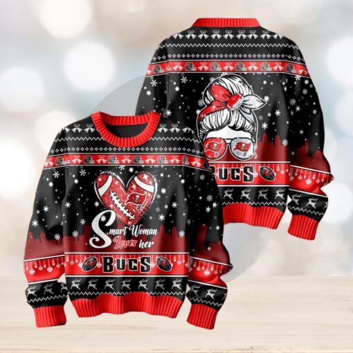 Smart Woman Loves Her Tampa Bay Buccaneers Christmas Holiday Sweater1