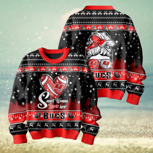 Smart Woman Loves Her Tampa Bay Buccaneers Christmas Holiday Sweater1