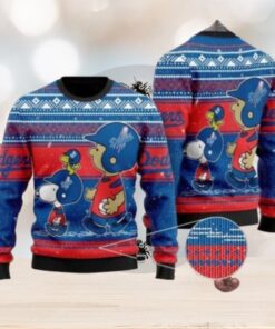 Snoopy And Woodstock MLB Dodgers Ugly Christmas Sweater