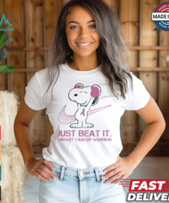 Snoopy Breast Cancer Warrior Just Beat It 2024 T Shirt White