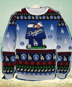 Snoopy On Doghouse Dodgers Ugly Christmas Sweater