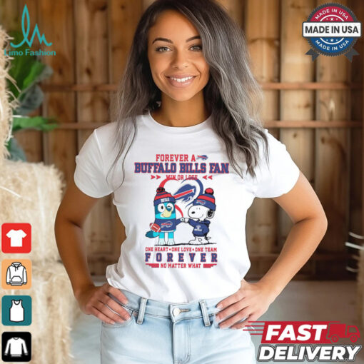 Snoopy and Bluey forever a Buffalo Bills fan win or lose shirt