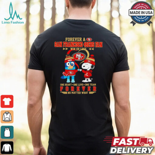 Snoopy and Bluey forever a San Francisco 49ers fan win or lose shirt