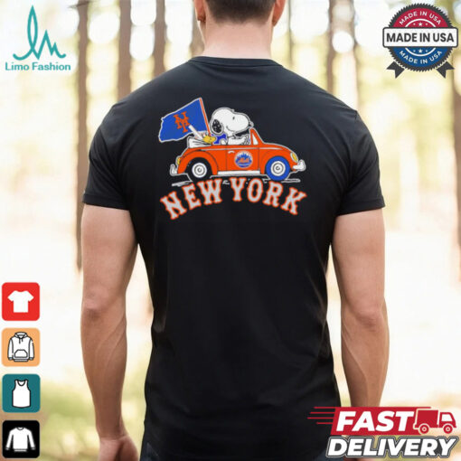 Snoopy and Woodstock driving car New York Mets 2024 MLB Playoff shirt
