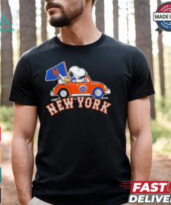 Snoopy and Woodstock driving car New York Mets 2024 MLB Playoff shirt