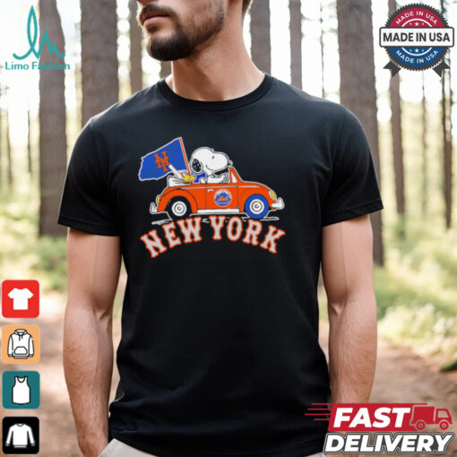 Snoopy and Woodstock driving car New York Mets 2024 MLB Playoff shirt