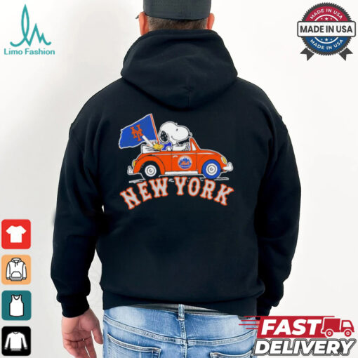 Snoopy and Woodstock driving car New York Mets 2024 MLB Playoff shirt