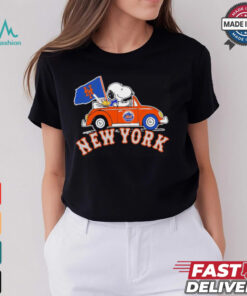 Snoopy and Woodstock driving car New York Mets 2024 MLB Playoff shirt
