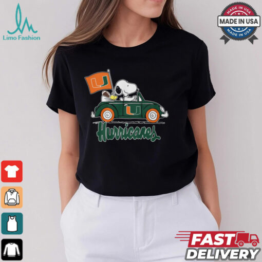 Snoppy In Car The Miami Hurricanes 2024 Shirt