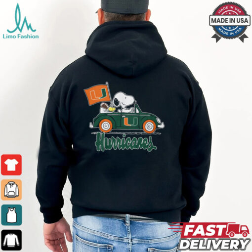 Snoppy In Car The Miami Hurricanes 2024 Shirt