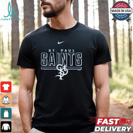 St. Paul Saints Wordmark Line over Logo Short Sleeve T Shirt