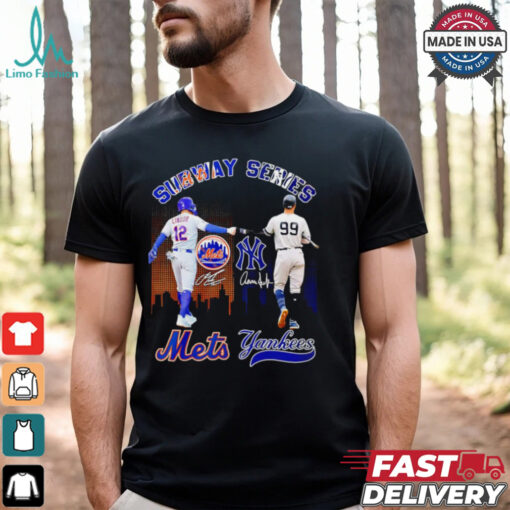 Subway Series New York Mets Lindor and Yankees Juan skyline shirt