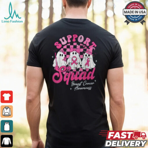 Support Squad Pink Ribbon Breast Cancer Awareness Shirt, Halloween Ghost Tee