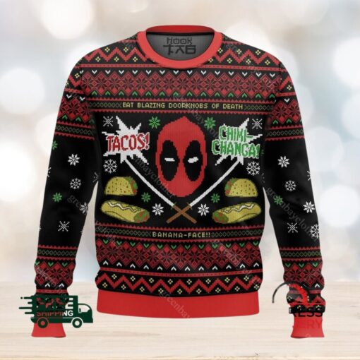 Tacos Chiki Changa Deadpool Ugly Christmas Sweater