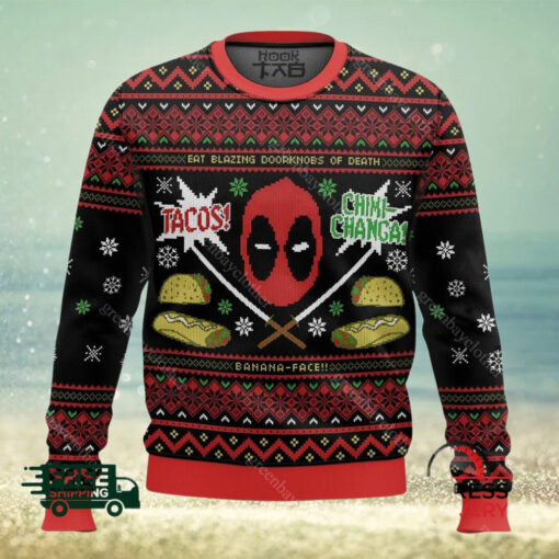 Tacos Chiki Changa Deadpool Ugly Christmas Sweater