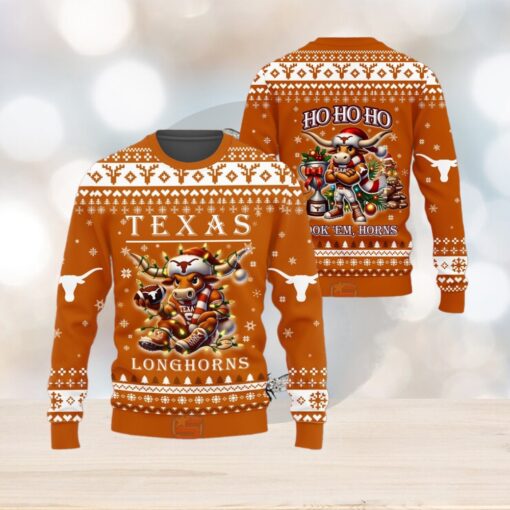 Texas Longhorns Hook Em Horns Christmas Sweater1